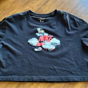 Nike Black and Red Air Crop Top T-Shirt